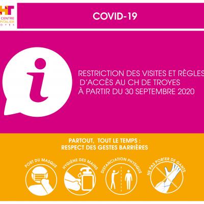 Restriction des visites et règles d'accès au CH de Troyes à compter du mercredi 30 septembre